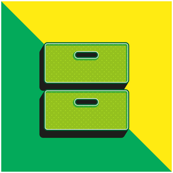 2 Drawers Zöld és sárga modern 3D vektor ikon logó - Vektor, kép