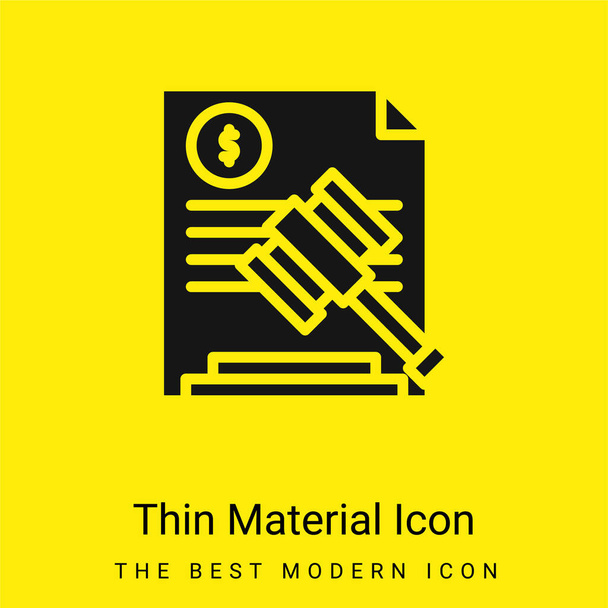 Icône matérielle jaune vif minimale de vente aux enchères - Vecteur, image