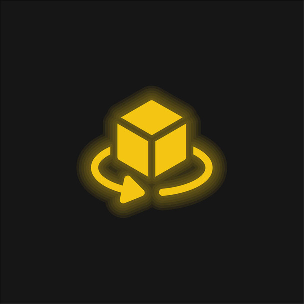 3d Affichage jaune brillant icône néon - Vecteur, image