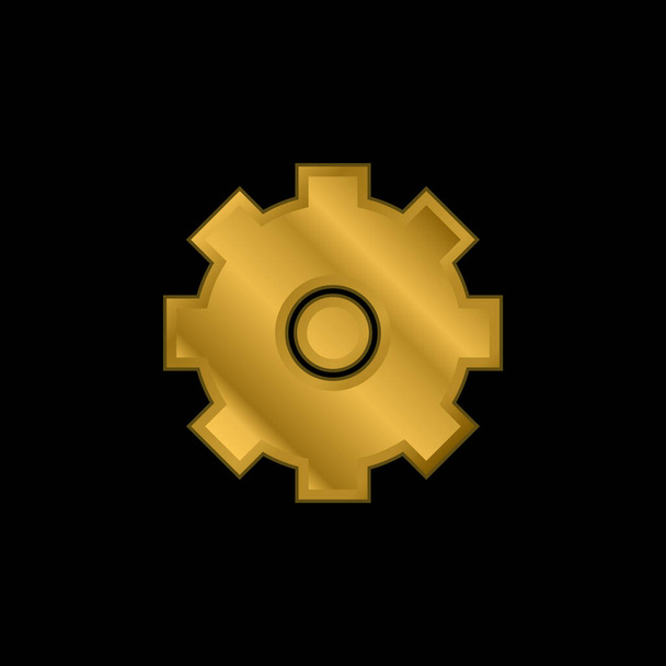Big Cogwheel gold plated metalic icon or logo vector - Vector, Image