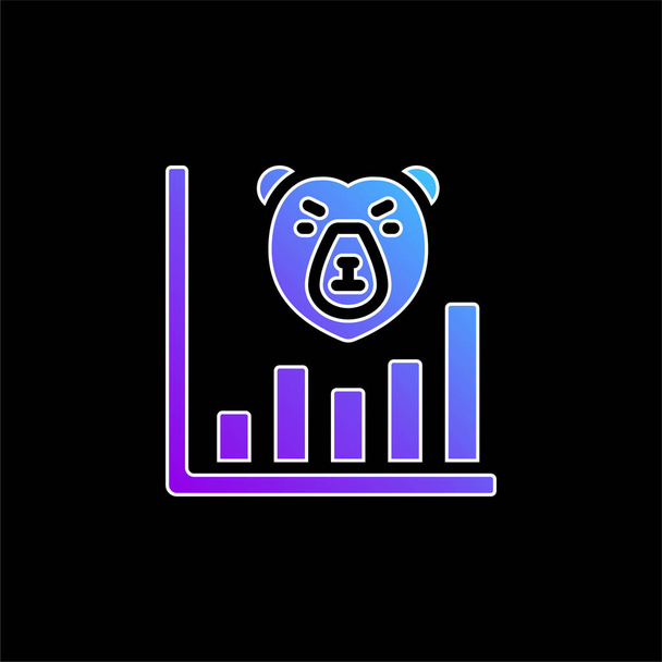 Bear Market kék gradiens vektor ikon - Vektor, kép