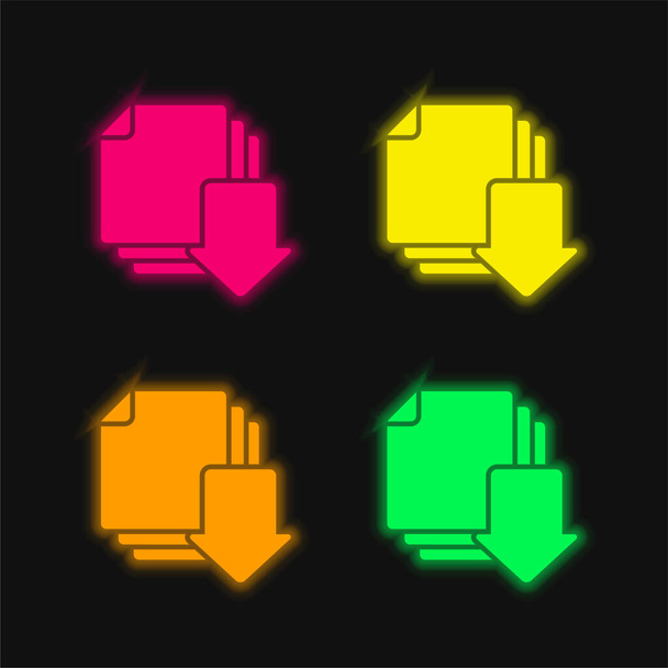 Flecha de cuatro colores brillante icono del vector de neón - Vector, imagen