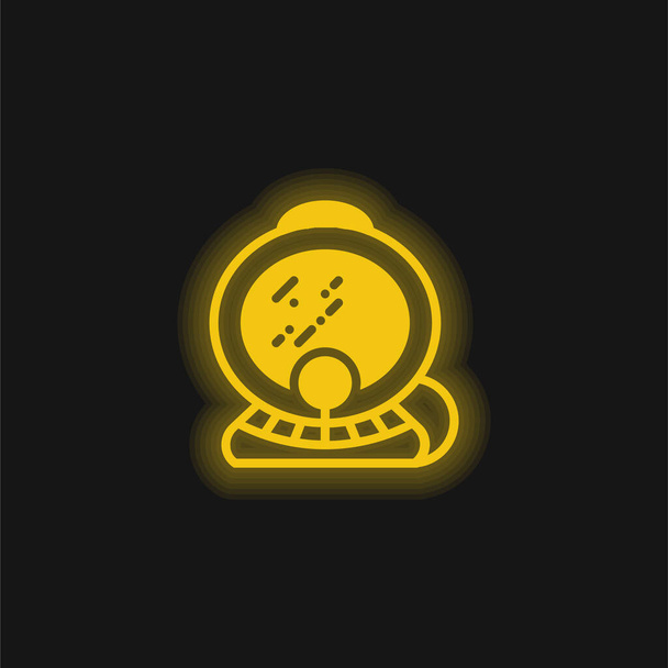 Aqualung yellow glowing neon icon - Vector, Image