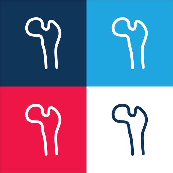 Bone Structure Tip blue and red four color minimal icon set - Vector, Image