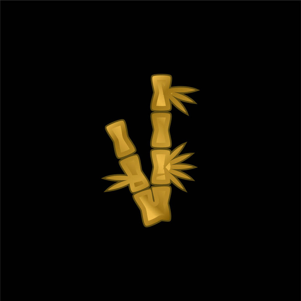Ramos de bambu banhado a ouro ícone metálico ou vetor logotipo - Vetor, Imagem