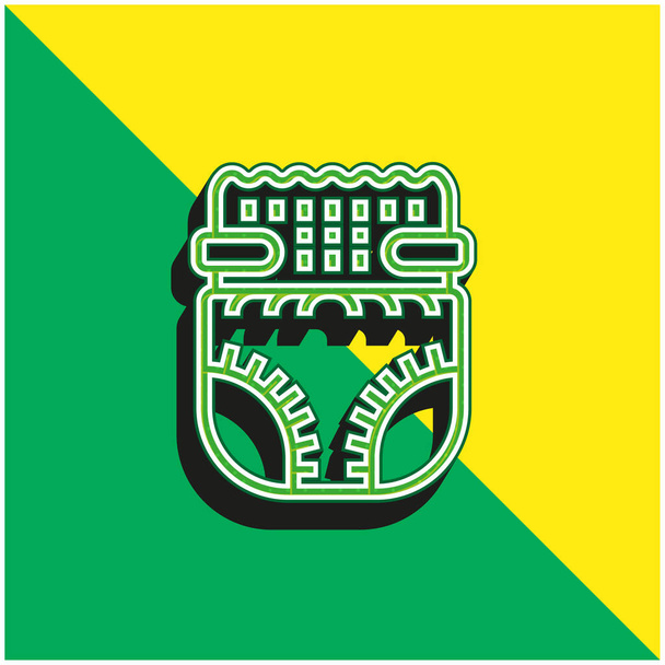 Bambino pannolino verde e giallo moderno logo icona vettoriale 3d - Vettoriali, immagini