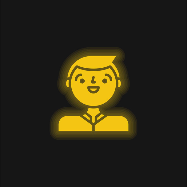 Boy yellow glowing neon icon - Vector, Image