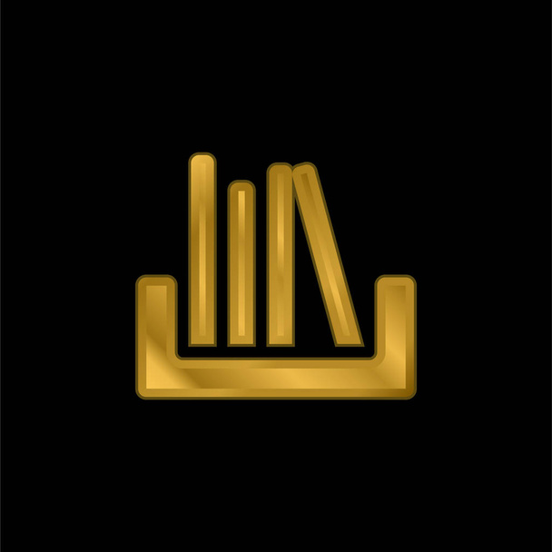 Estantería chapado en oro icono metálico o logo vector - Vector, Imagen