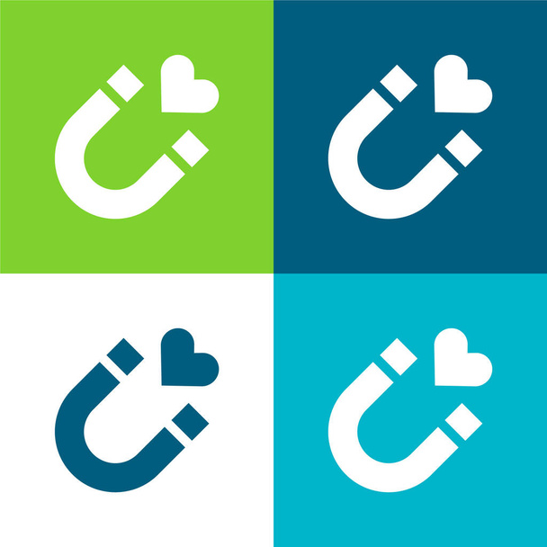 Attrazione Set di icone minime a quattro colori piatti - Vettoriali, immagini