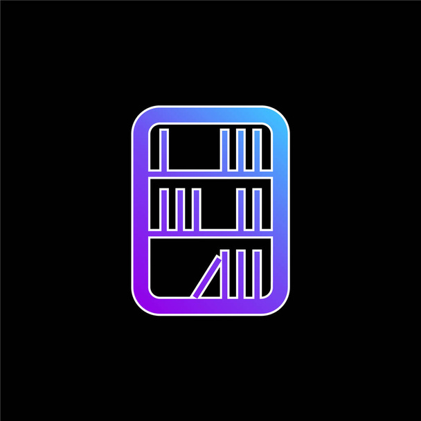 Livros em uma biblioteca ícone de vetor gradiente azul - Vetor, Imagem