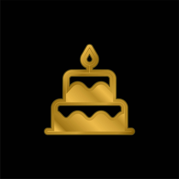 Syntymäpäivä kakku kullattu metallinen kuvake tai logo vektori - Vektori, kuva