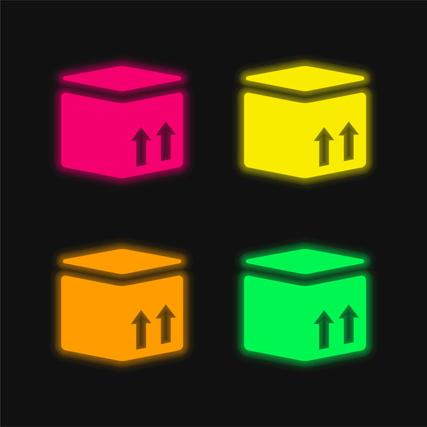 ボックス4色輝くネオンベクトルアイコン - ベクター画像