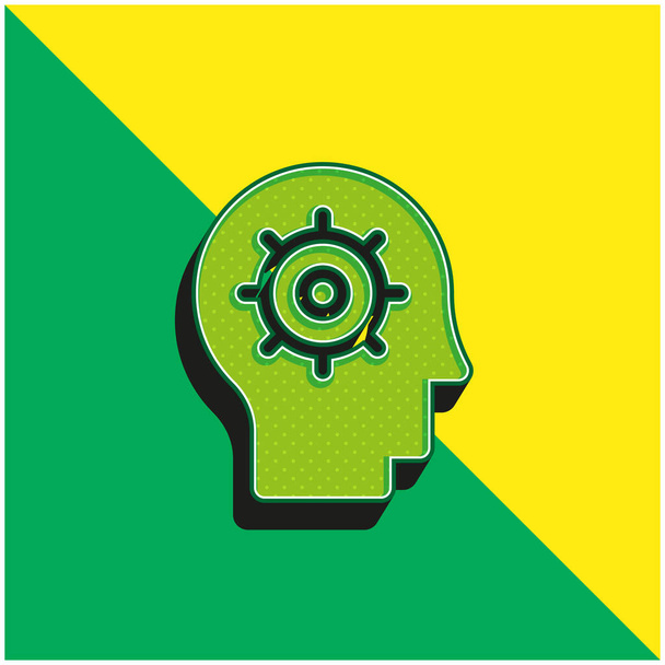 Tekoäly Vihreä ja keltainen moderni 3d vektori kuvake logo - Vektori, kuva