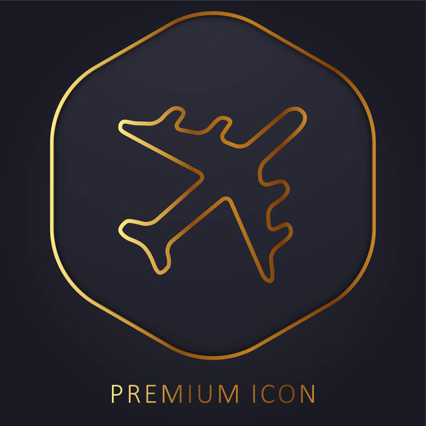 Black Airplane logotipo premium de línea dorada o icono - Vector, Imagen