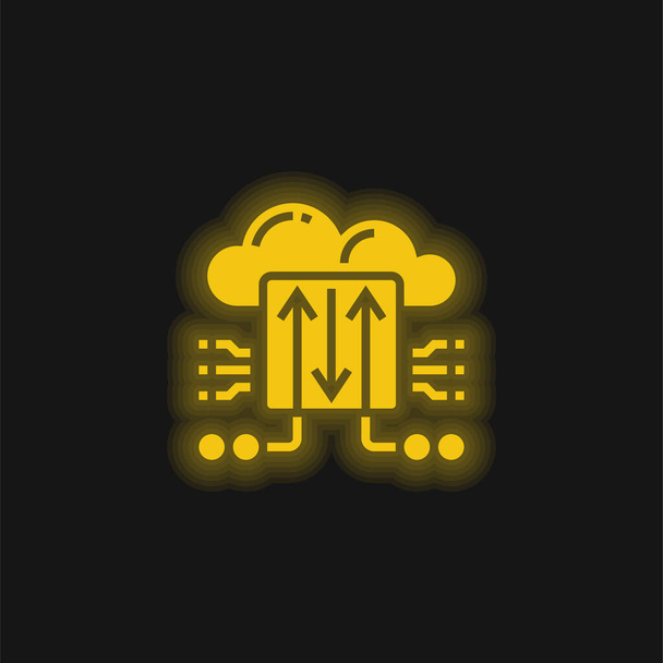 黄色の輝くネオンアイコンのバックアップ - ベクター画像