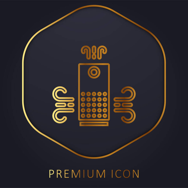 Purificador de aire de línea dorada logotipo premium o icono - Vector, imagen