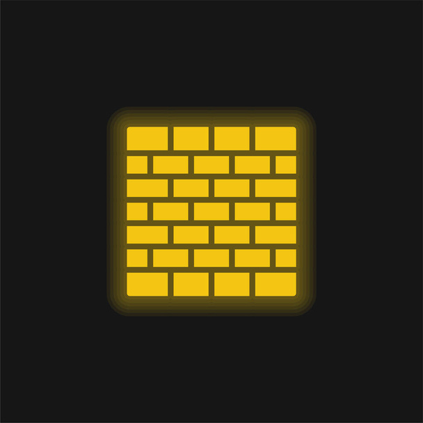 Brick Wall yellow glowing neon icon - Vector, Image