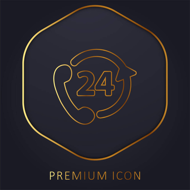 24 Hours Phone Service golden line premium logo or icon - Vector, Image