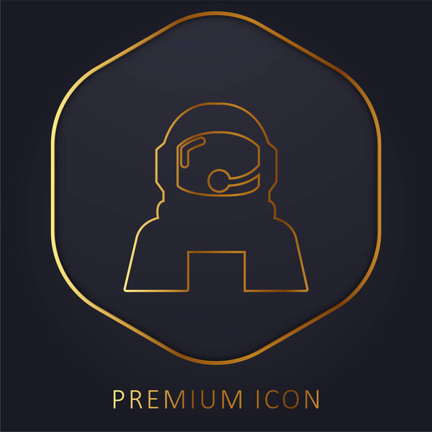Proteção de capacete de astronauta para espaço exterior linha dourada logotipo premium ou ícone - Vetor, Imagem