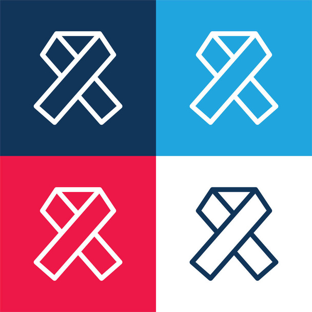 Aids blue and red four color minimal icon set - Vector, Image