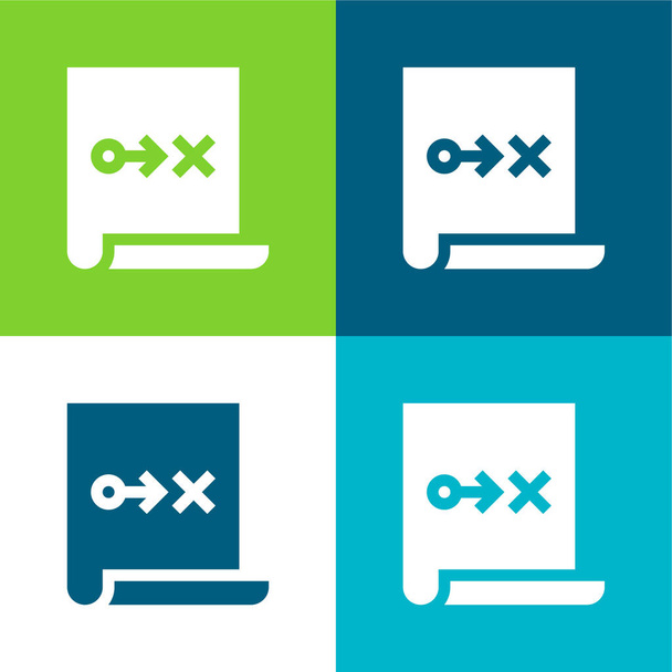 Piano d'azione Set di icone minimali a quattro colori - Vettoriali, immagini