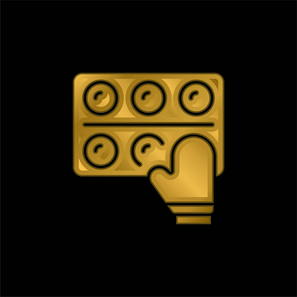 Fırında altın kaplama metalik simge veya logo vektörü - Vektör, Görsel