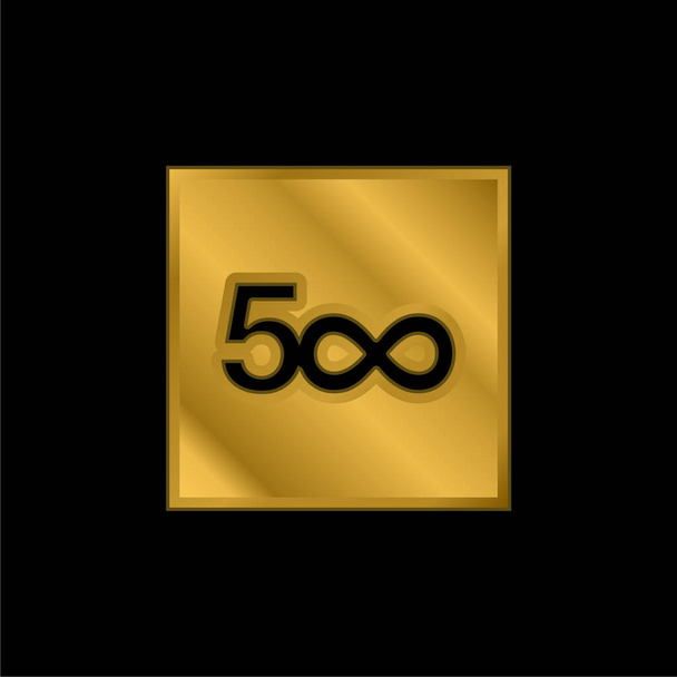 500px gold plated metalic icon or logo vector - Vector, Image