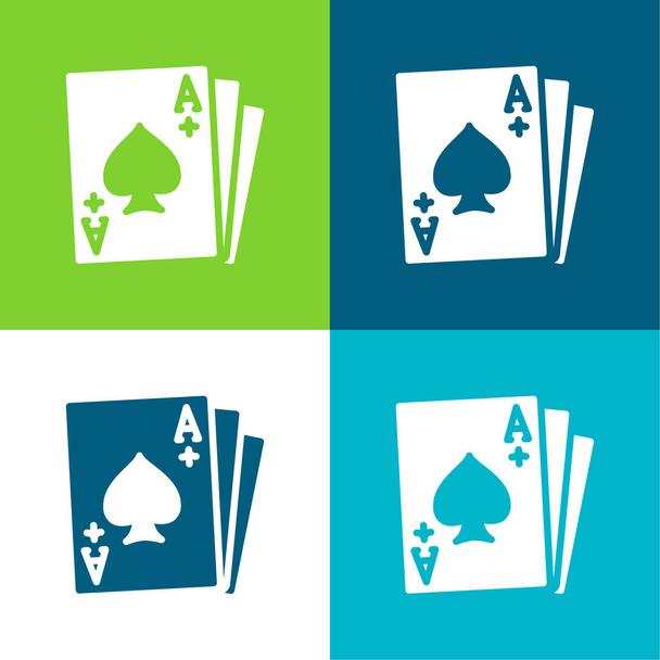 Ace Of Spades Flat 4-кольоровий мінімальний іконний набір - Вектор, зображення