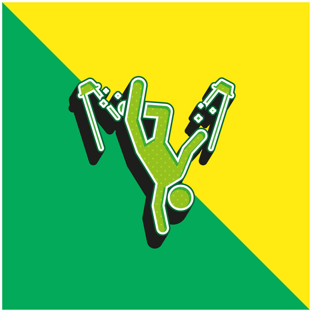 Romper la danza verde y amarillo moderno vector 3d icono logo - Vector, Imagen