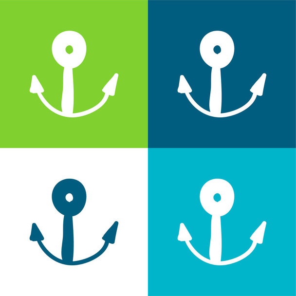 Ancoraggio barca piatto quattro colori set icona minima - Vettoriali, immagini