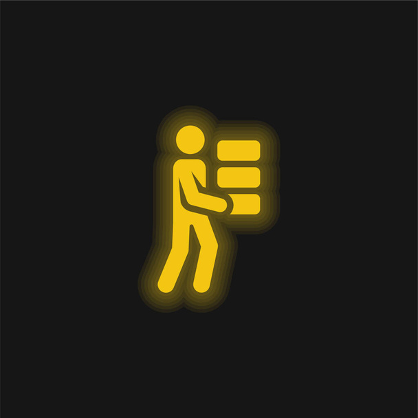 Cihly žluté zářící neon ikona - Vektor, obrázek