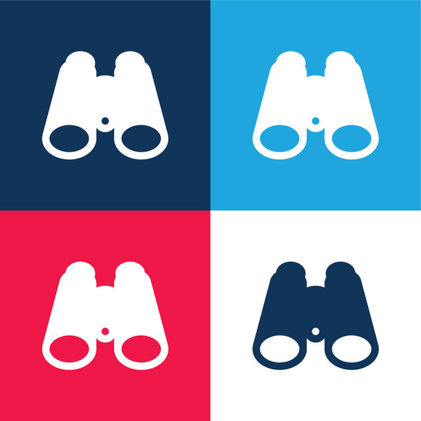 Prismáticos azul y rojo conjunto de iconos mínimo de cuatro colores - Vector, imagen
