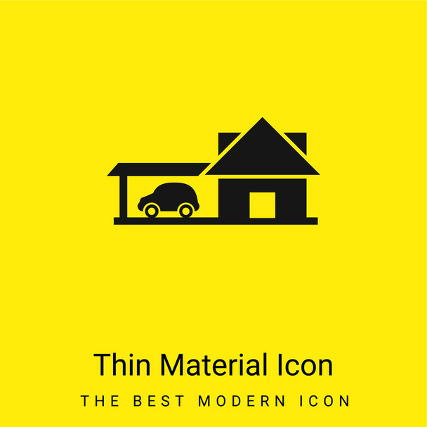 Big House With Car Garage minimal bright yellow material icon - Vector, Image