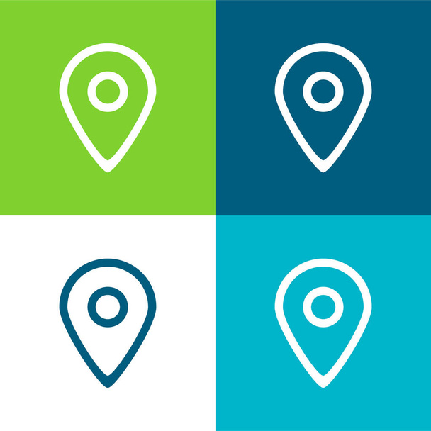 Big Map Placeholder Zarysowany symbol interfejsu płaski zestaw czterech kolorów minimalny zestaw ikon - Wektor, obraz