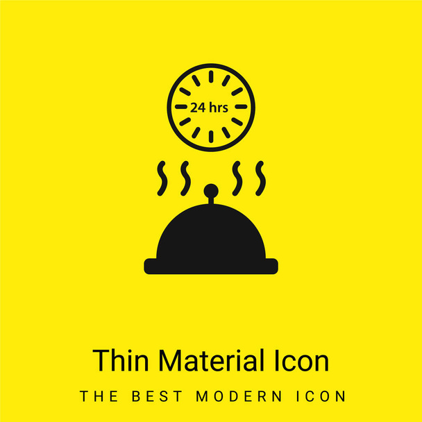 24 Hours Room Service minimal bright yellow material icon - Vector, Image