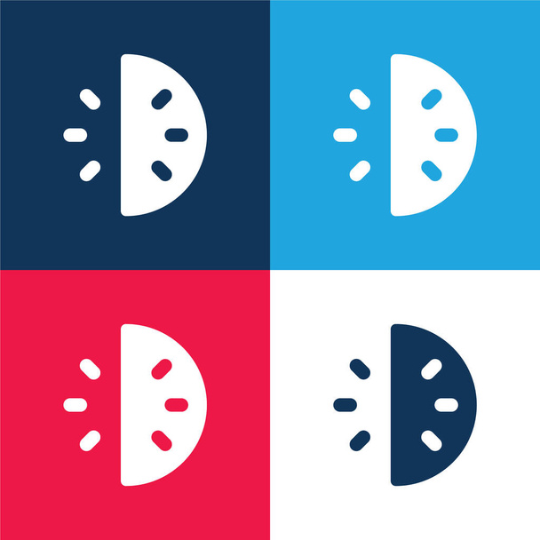 30 minut niebieski i czerwony zestaw czterech kolorów minimalny zestaw ikon - Wektor, obraz