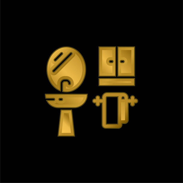 Koupelna pozlacené kovové ikony nebo logo vektor - Vektor, obrázek