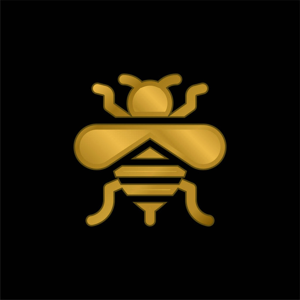 Icône métallique plaqué or abeille ou vecteur de logo - Vecteur, image