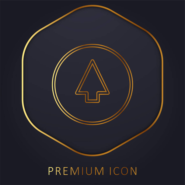 Flecha Arriba Esquema En Círculo Fondo línea dorada logotipo premium o icono - Vector, Imagen