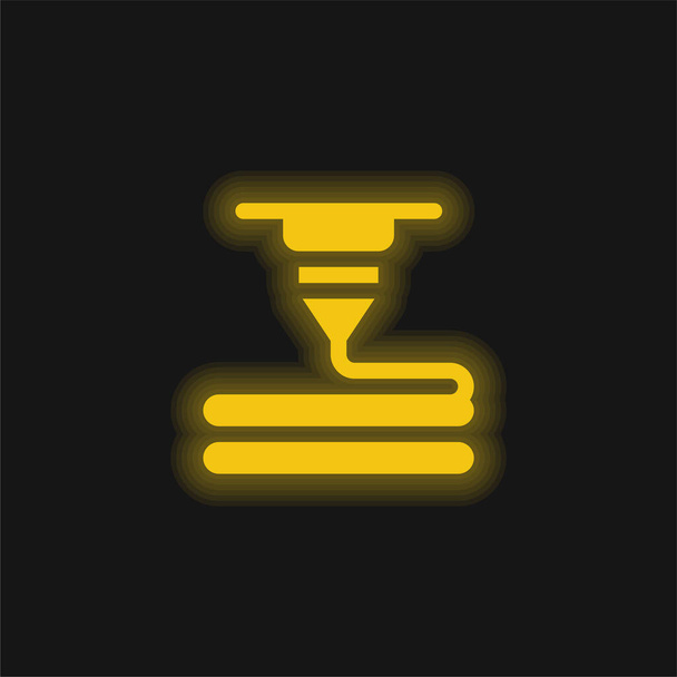 Ícone de néon brilhante amarelo da impressora 3d - Vetor, Imagem