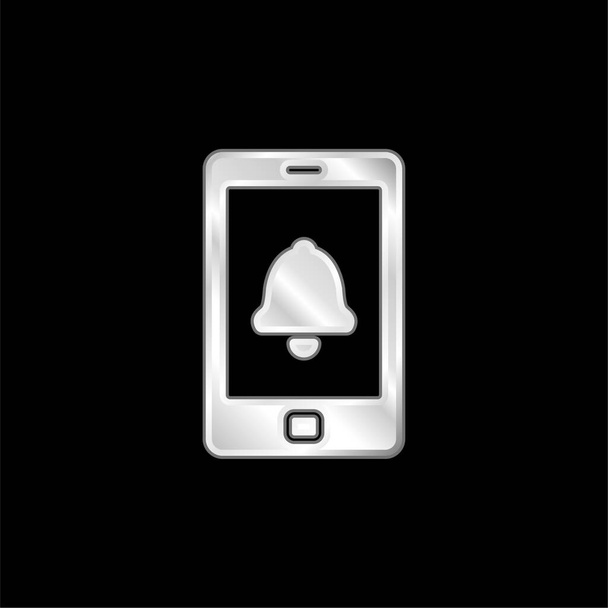 Alarme telefone prata banhado ícone metálico - Vetor, Imagem