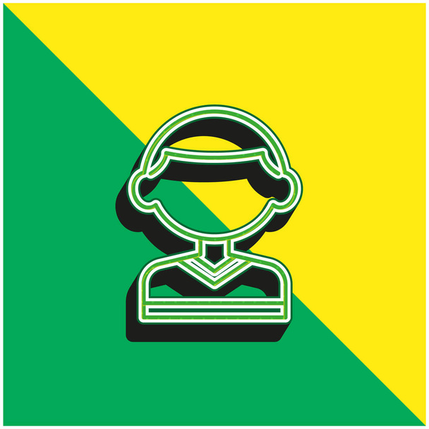 Мальчик Зеленый и желтый современный трехмерный векторный логотип - Вектор,изображение