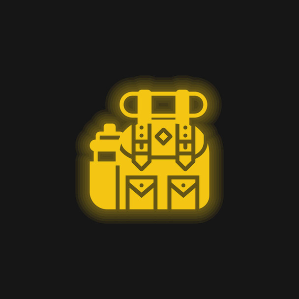 Mochila amarillo brillante icono de neón - Vector, imagen