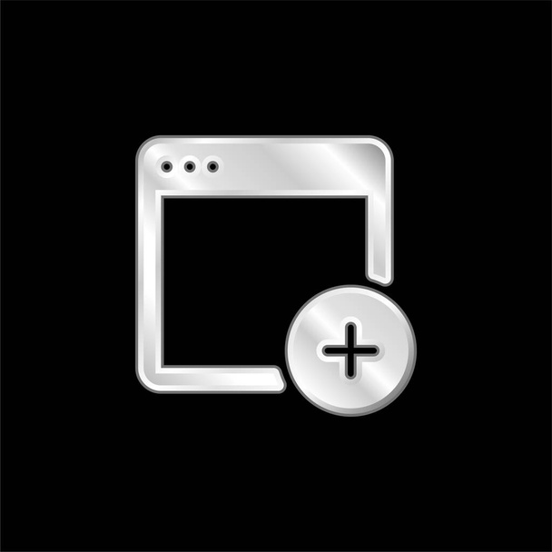 Adicionar ícone metálico banhado a prata - Vetor, Imagem