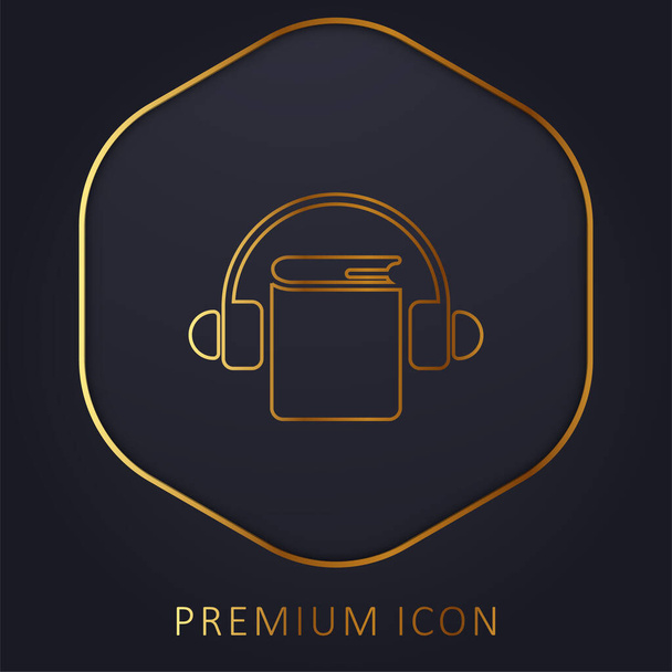 Audiobook golden line premium logo or icon - Vector, Image