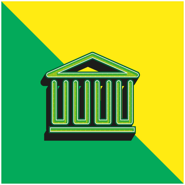 Bank Groen en geel modern 3D vector pictogram logo - Vector, afbeelding