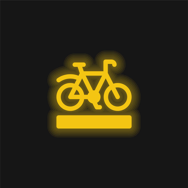 Bike Lane amarillo brillante icono de neón - Vector, Imagen