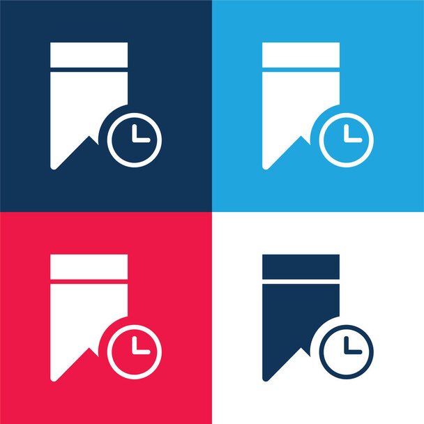 Marque o conjunto de ícones mínimo de quatro cores azul e vermelho - Vetor, Imagem