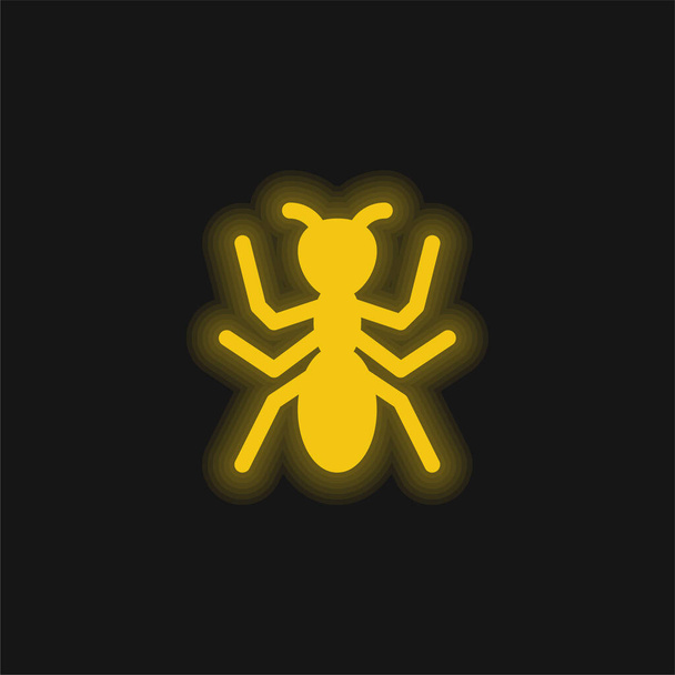 Hangya sárga izzó neon ikon - Vektor, kép