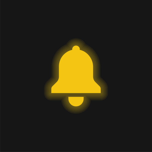 Bell geel gloeiende neon pictogram - Vector, afbeelding